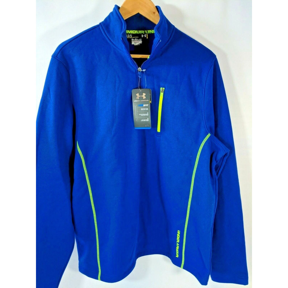 UNDER ARMOUR ColdGear Quarter Zip Poullover Men's Size L Bright Blue 🔵 NWT